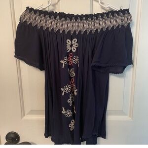Altar'd state navy women's off the shoulder top size M